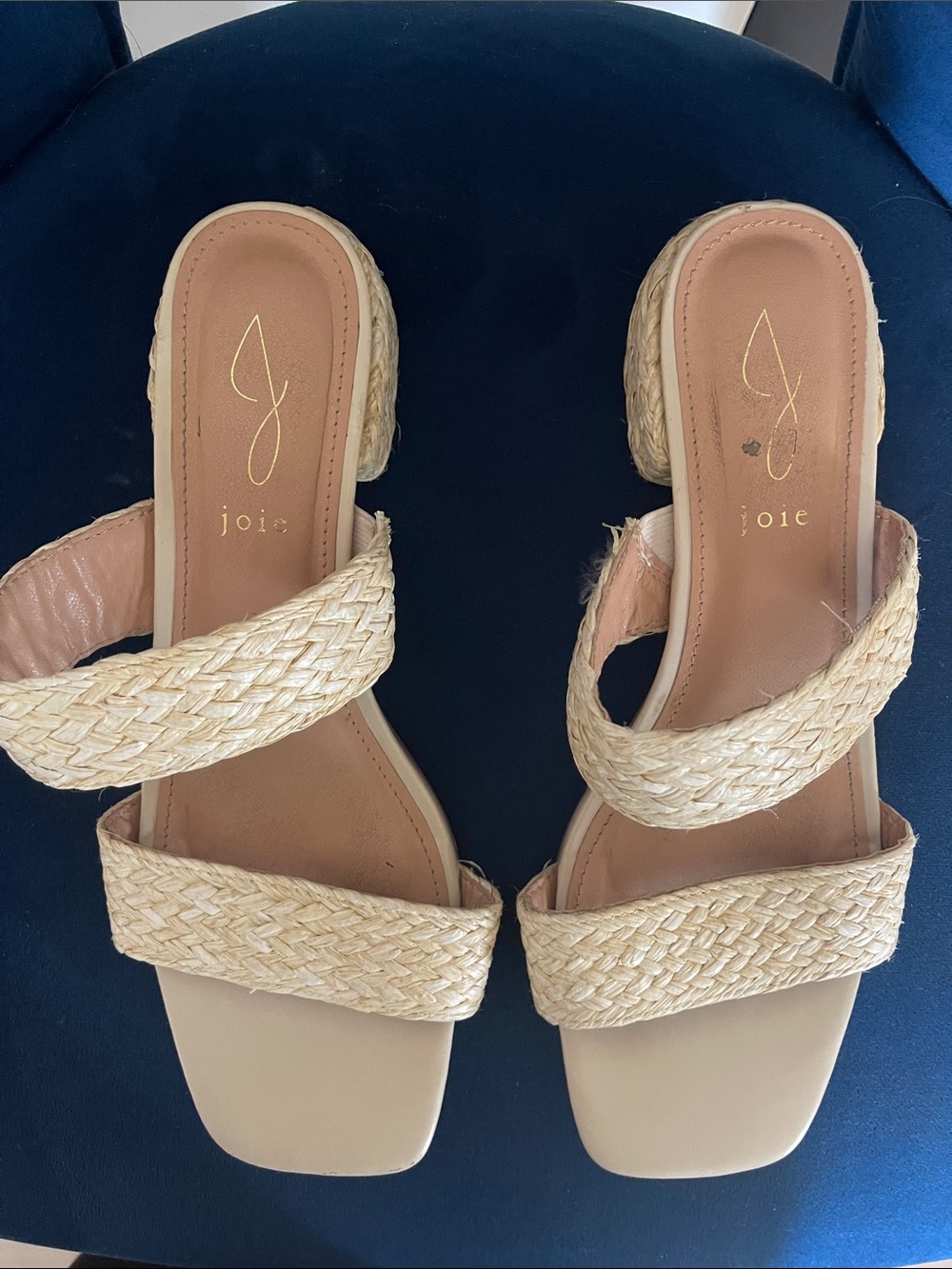 Joie Natural Braided Double-Strap Slide Sandals